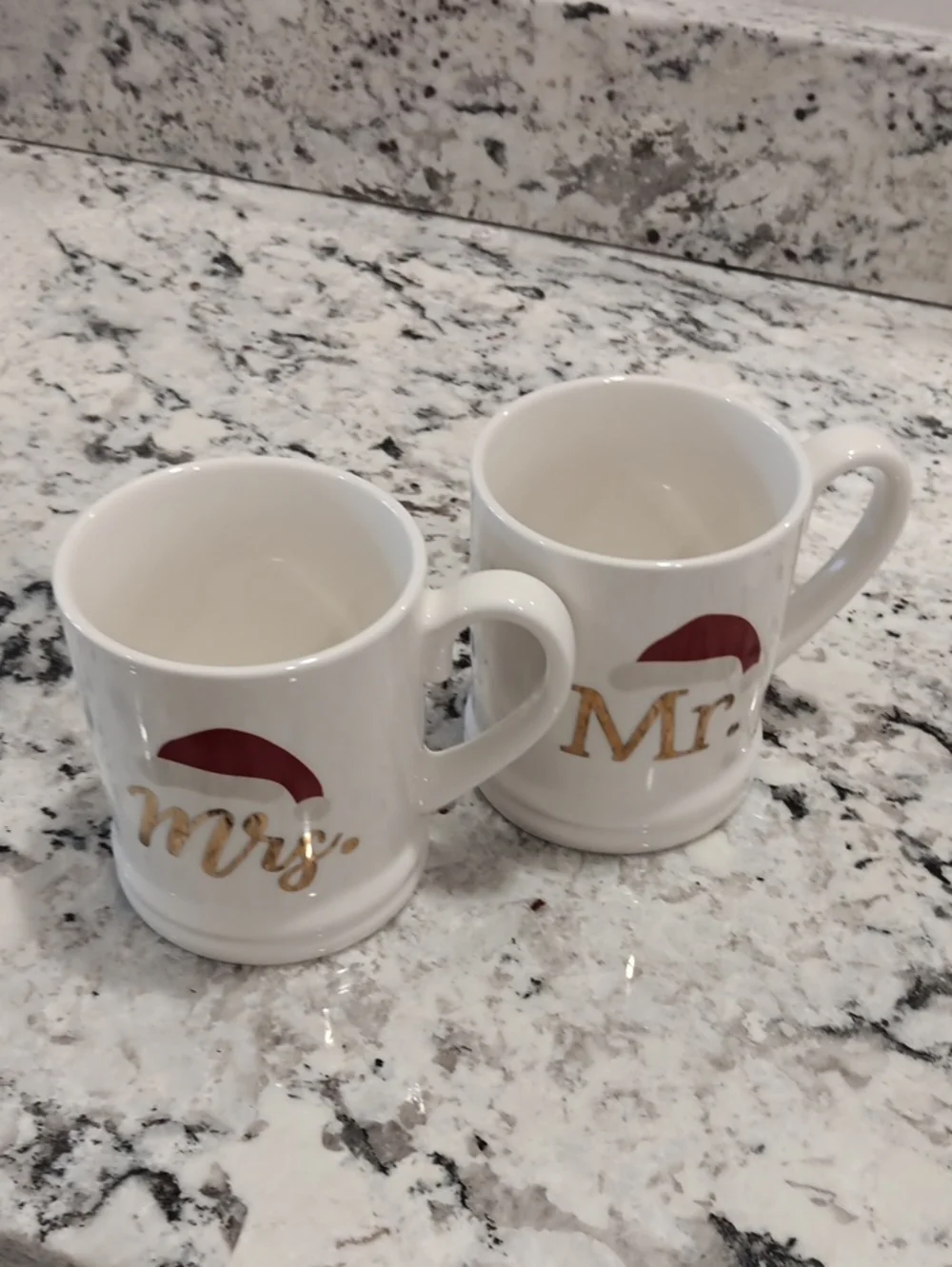 Threshold Mr. and Mrs. Ceramic Mug Set - White with Red and Gold Accents